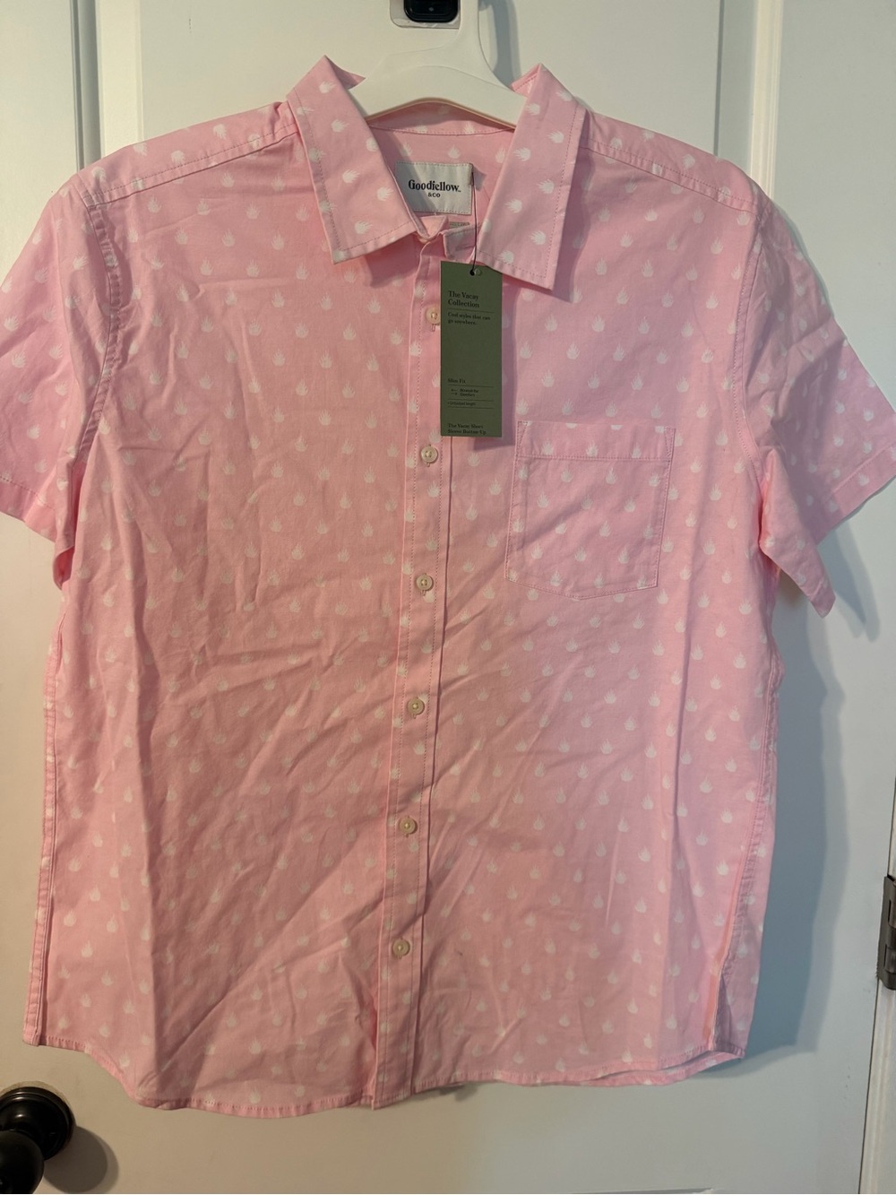 Goodfellow & Co Men’s Light Pink Short-Sleeve Button-Down Shirt